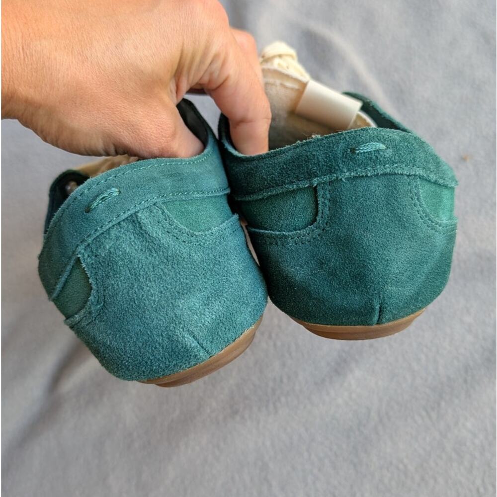 Zara Teal Green Suede Athletic Sneakers with Cream Laces - Picture 4 of 6